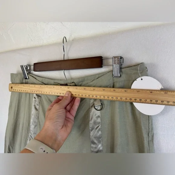 VINTAGE Deadstock Y2K Linen Pant Utility Jogger NEW Green Streetwear 90s Pull XL - Picture 14 of 14